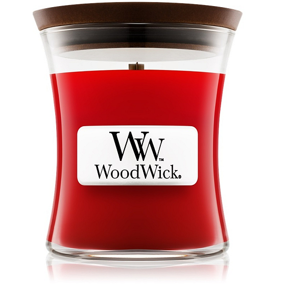 WoodWick Pomegranate - Granátové jablko vonná sviečka s dreveným knôtom a viečkom sklo malá 85 g