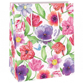 Ditipo Darčeková papierová taška 11,4 x 6,4 x 14,6 cm rôzne kvety, vlčí mak, sirôtky