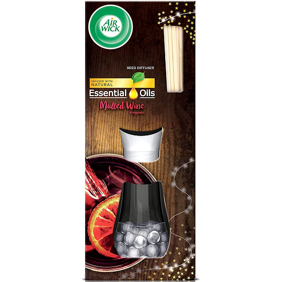 Air Wick Reed Diffuser Essential Oils Mulled Wine - Vôňa vareného vína vonné tyčinky osviežovač vzduchu 30 ml