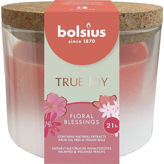 Bolsius True Joy Floral Blessings vonná sviečka v skle s korkovým viečkom 80 x 75 mm, doba horenia 21 hodín