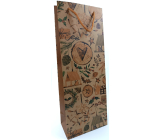 Nekupto Darčeková taška na fľašu 15 x 40 cm Vianočné drevo, imelo