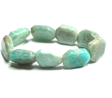 Amazónit náramok elastický prírodný kameň 19 x 15 x 7 mm / 16 - 17 cm, kameň nádeje