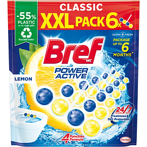 Bref WC guľôčky Power Aktiv Lemon, 6 x 50 g Bref WC guľôčky Power Aktiv Lemon, 6 x 50 g