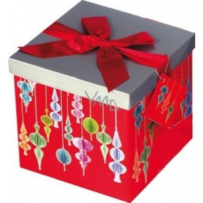 Anjel Darčeková krabička skladacia s mašľou vianočné červená s červenou mašľou 17 x 17 x 17 cm 1 kus