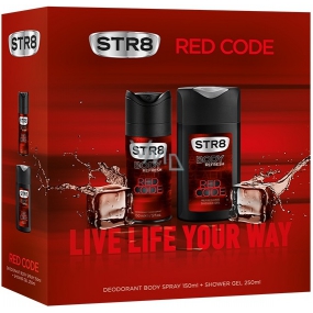 Str8 Red Code deodorant sprej pre mužov 150 ml + sprchový gél 250 ml, kozmetická sada