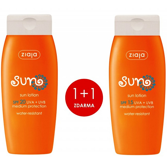 Ziaja Sopot Sun SPF 20 voděodolmé mlieko na opaľovanie 150 ml + Sopot Sun SPF 15 vodeodolné mlieko na opaľovanie 150 ml, duopack