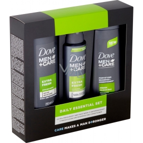 Dove Men + Care Extra Fresh sprchový gél 250 ml + antiperspirant sprej 150 ml + 2v1 šampón a kondicionér 250 ml, kozmetická sada pre mužov