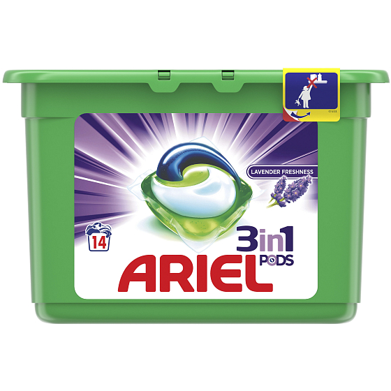 Ariel 3v1 Lavender Freshness gélové kapsule na pranie bielizne 14 kusov 378 g