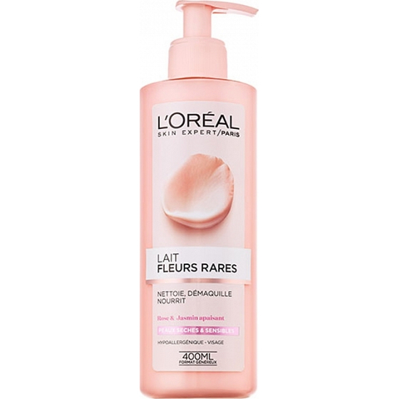 Loreal Paris Fleurs Rares Lait Démaquillant odličovacie mlieko s výťažkami vzácnych kvetov pre suchú a citlivú pleť 400 ml
