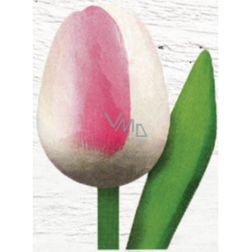 Bohemia Gifts Drevený tulipán bielo-fialový 20 cm
