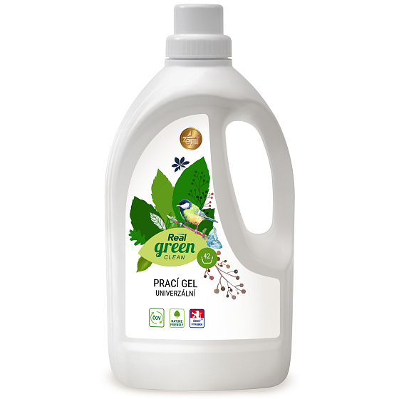 Real Green Clean univerzálny prací gél na biele i farebné prádlo 42 dávok 1,5 l