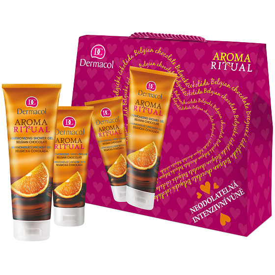 Dermacol Aroma Ritual Belgická čokoláda a pomaranč sprchový gél 250 ml + krém na ruky 100 ml, kozmetická sada
