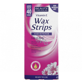 Beauty Formulas Vitamín E Wax Strips depilačné pásiky na nohy a telo 40 kusov
