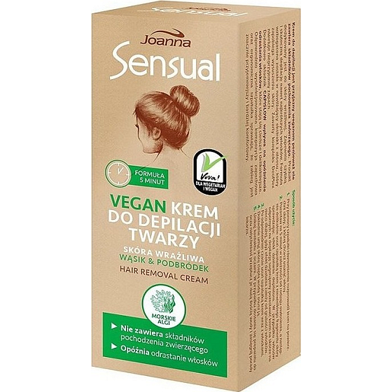 Joanna Sensual Vegan Aloe depilačný 3 minútový krém na tvár pre citlivú pleť 20 g
