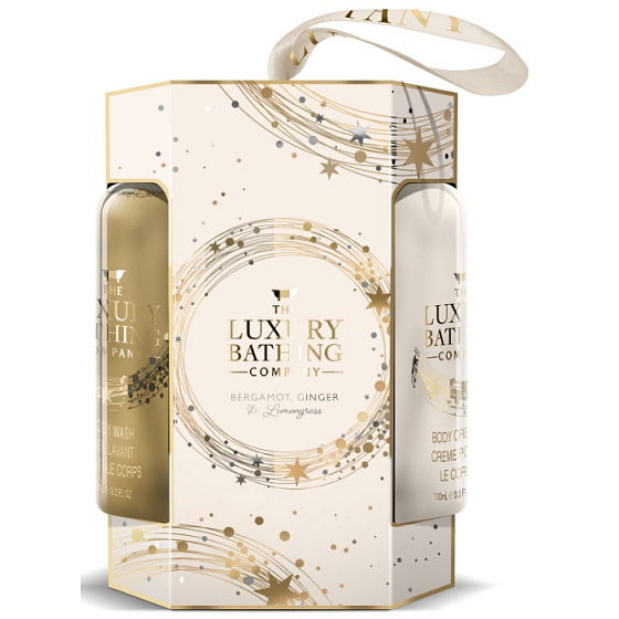 Grace Cole Bergamot, Ginger & Lemongrass umývací gél 100 ml + telový krém 100 ml + umývacia huba, kozmetická sada pre ženy