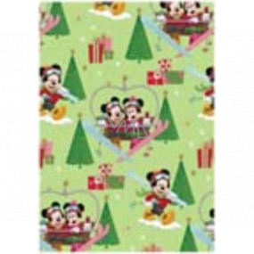 Ditipo Darčekový baliaci papier 70 x 200 cm Vianočný Disney Mickey, Minnie v srdiečku svetlo zelený