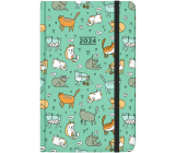 Albi Diary 2024 vreckový diár s gumičkou Mačky 9,3 x 15 x 1,3 cm
