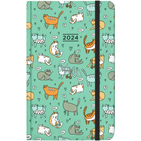 Albi Diary 2024 vreckový diár s gumičkou Mačky 9,3 x 15 x 1,3 cm