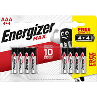 Energizer Max AAA mikrotužková batéria, 4 ks + 4 ks zadarmo