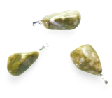 Epidot Troml prívesok prírodný kameň M, cca 3,5 cm, srdcový liečivý kameň