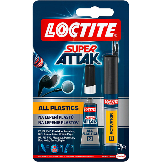 Loctite Super Attak Ultra Plastik okamžité lepidlo obsah 2g + aktivátor, 4 ml