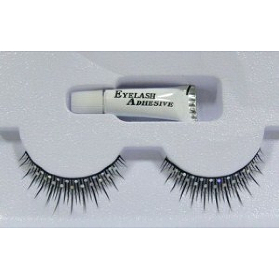 Eyelashes Umelé riasy s lepidlom čierne s trblietkami 1 pár