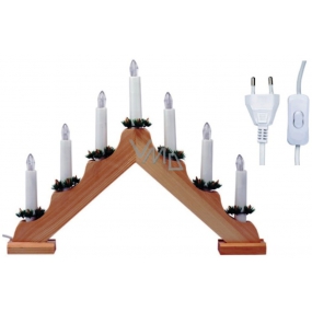 Emos Svietnik drevený pyramída 40 x 20 cm, 7 LED teplá biela + 1,5 m prívodný kábel s vypínačom