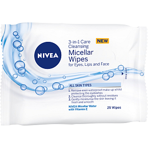 Nivea Micelárne čistiace pleťové obrúsky 3v1, 25 ks