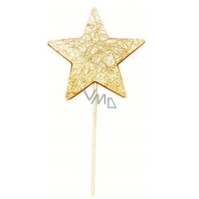 Hviezda drevená zlatá zápich 8 cm + špajle