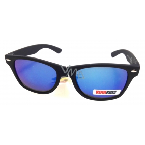 Dudes & dudettes Slnečné okuliare pre deti čierne, zrkadlové sklá modrá JK4030