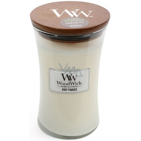 Woodwick Baby Powder - Detský púder vonná sviečka s dreveným knôtom a viečkom sklo veľká 609,5 g