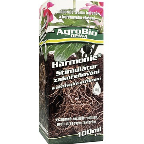 AgroBio Harmónia Stimulátor zakoreňovanie s aktívnym striebrom, zosilňuje rastliny a podporuje tvorbu koreňov 100 ml