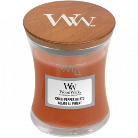 WoodWick Chilli Pepper Gelato - Zmrzlina s vôňou chilli a korenia sviečka s dreveným knôtom a viečkom sklenená stredná 275 g