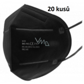 Bari Medical Respirátor ústny ochranný 5-vrstvový FFP2 tvárová maska čierna 20 kusov