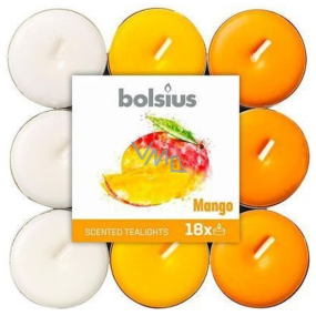 Bolsius Aromatic Mango trojfarebné vonné čajové sviečky 18 kusov, doba horenia 4 hodiny