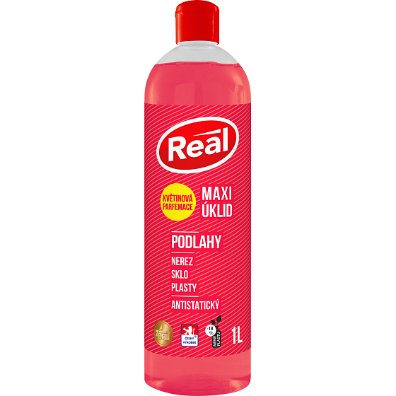 Real Maxi Úklid s kvetinovou parfumáciou čistič na podlahy nerez, sklo, plasty, antistatický, 1 l