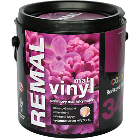 REMAL Vinyl Color mat umývateľná farba na stenu, 340 šeříkově fialová, 3,2 kg