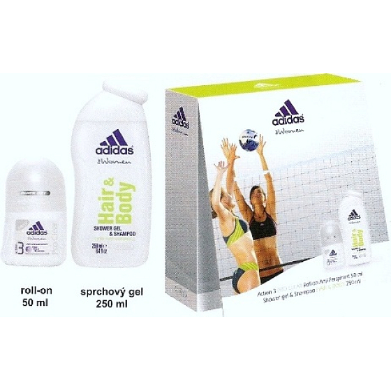 Adidas Action 3 Pro Clear guličkový dezodorant roll-on 50 ml + sprchový gél 250 ml, kozmetická sada