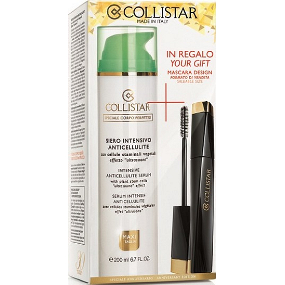 Collistar Intensive Anticellulite Serum (Siero Intensive Anticellulite) intenzívne sérum proti celulitíde 200 ml + Design riasenka čierna 11 ml, kozmetická sada