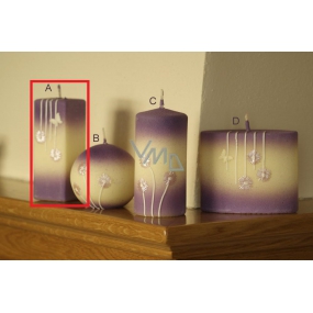 Lima Rozkvitnutá lúka sviečka svetlo fialová hranol 45 x 120 mm 1 kus