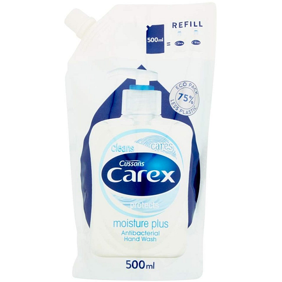 Carex Moisture Plus antibakteriálne tekuté mydlo s mliečnymi proteínmi náhradná náplň 500 ml