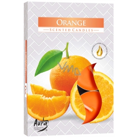 BISPOL Aura Orange - Pomaranč vonné čajové sviečky 6 kusov