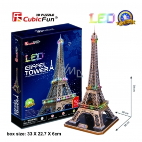 CubicFun Puzzle 3D Eiffelova veža LED svietiace 82 dielikov nočné edície 39 x 78 x 36 cm