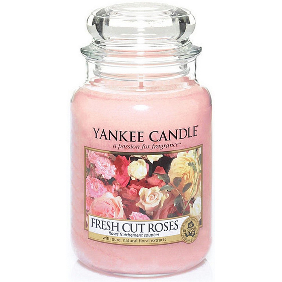 Yankee Candle Fresh Cut Roses - Čerstvo narezané ruža vonná sviečka Classic veľká sklo 623 g