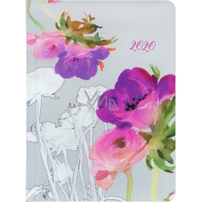 Albi Diár 2020 týždenný Akvarelové kvety 17 x 12,5 x 1,2 cm
