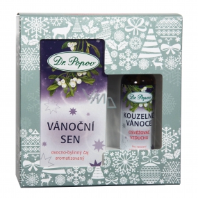 Dr. Popov Vianočný sen aromatizovaný ovocno - bylinný čaj 30 g + Čarovné Vianoce osviežovač vzduchu 50 ml, vianočné darčeková sada
