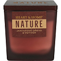 Heart & Home Nature Jantárová sviečka s vôňou dreva a vetiveru, veľké sklo, doba horenia až 40 hodín 210 g