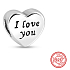Striebro 925 Srdce a nápis I love you, korálik lásky na náramku