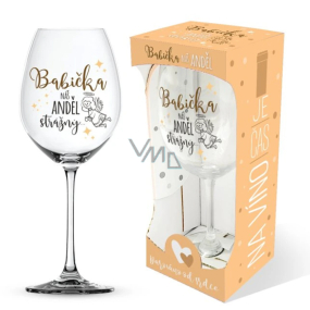 Nekupto Je čas na víno pohár na víno s potlačou Babička, náš anjel strážny 440 ml
