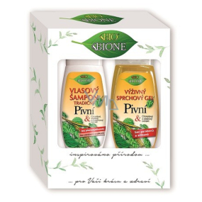 Bione Cosmetics Pivní tradiční vlasový šampon 260 ml + výživný sprchový gel 260 ml, kosmetická sada